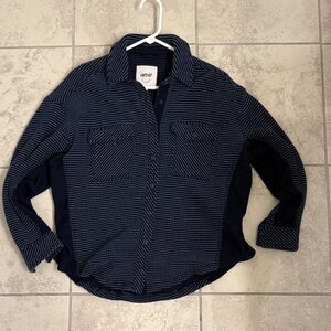 aerie Navy two tone Blue waffle Button-Up Shirt